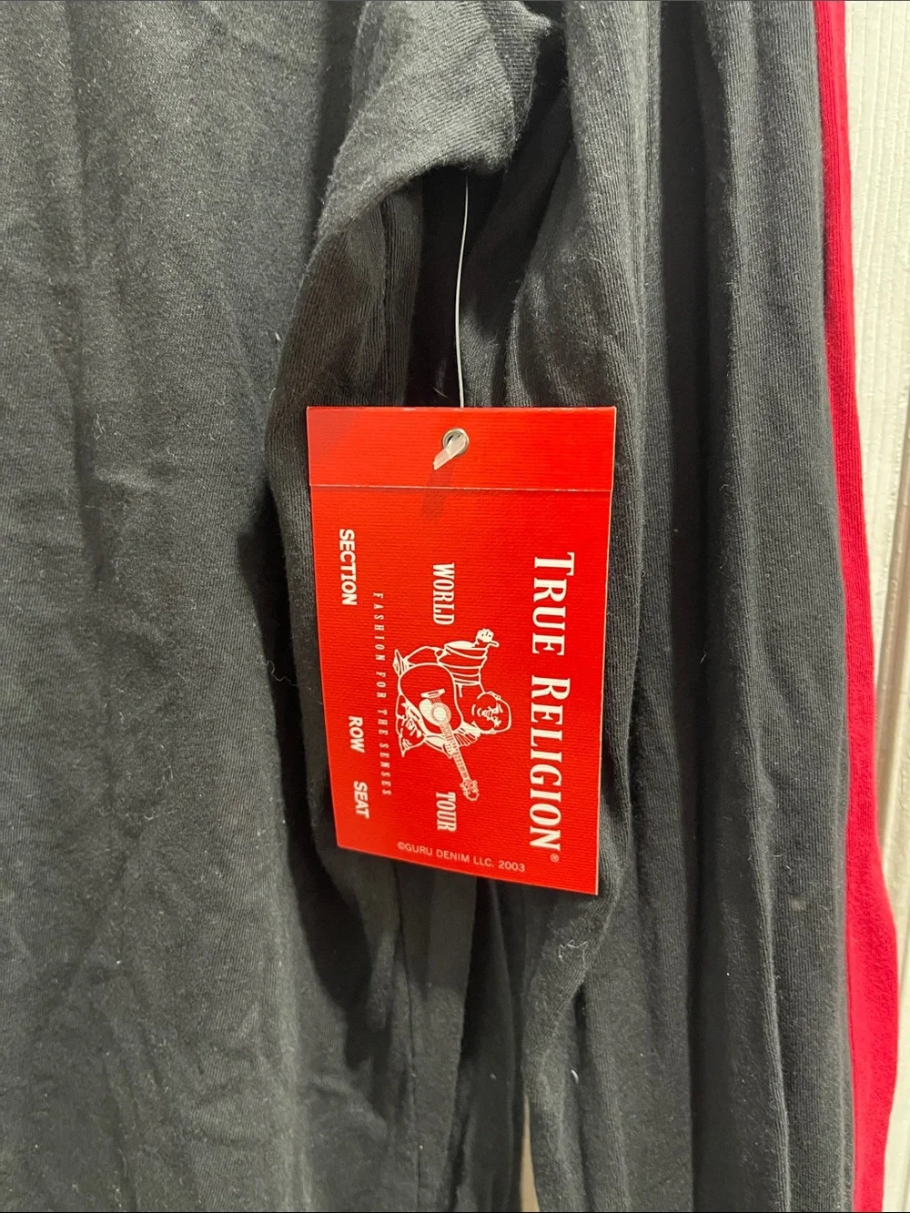 Men’s True Religion - Black Long-Sleeve Crew with Red Detail XXXL